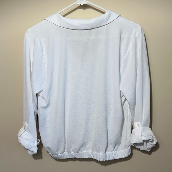 Simply Vera Vera Wang Knot-Front Roll-Tab Shirt - Small, White NWT - Picture 4 of 8